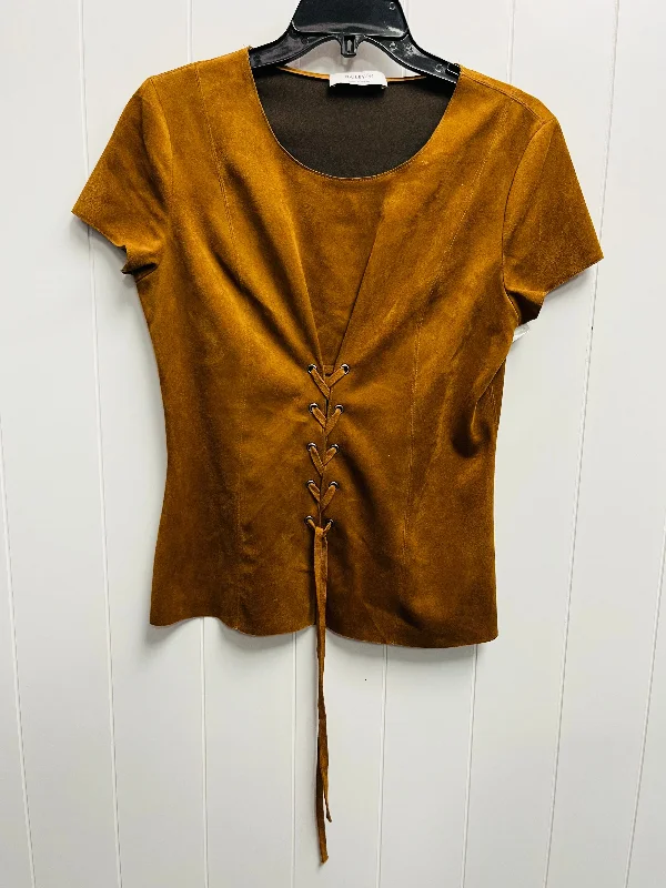 Top Short Sleeve By Bailey 44 In Brown, Size: L