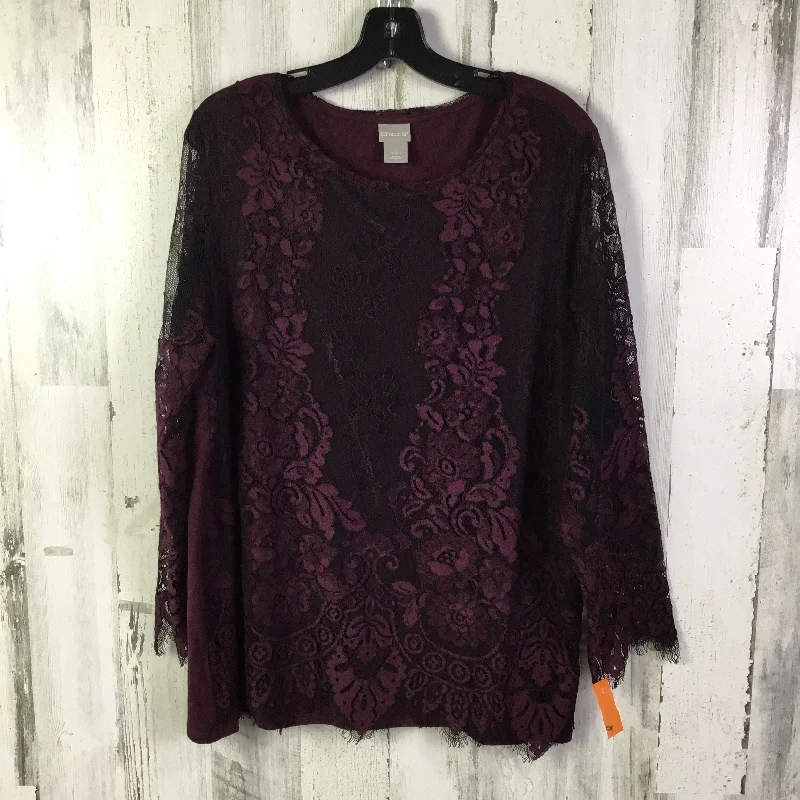 Top Long Sleeve By Chicos In Black & Red, Size: L