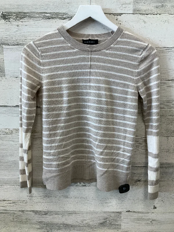 Top Long Sleeve By Club Monaco In Brown & Cream, Size: M