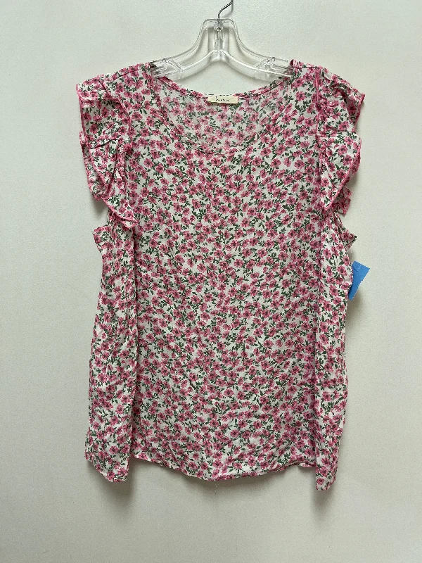 Top Short Sleeve By Clothes Mentor In Floral Print, Size: L