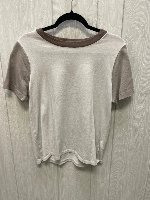 Top Short Sleeve Basic By Madewell In Brown & Tan, Size: M