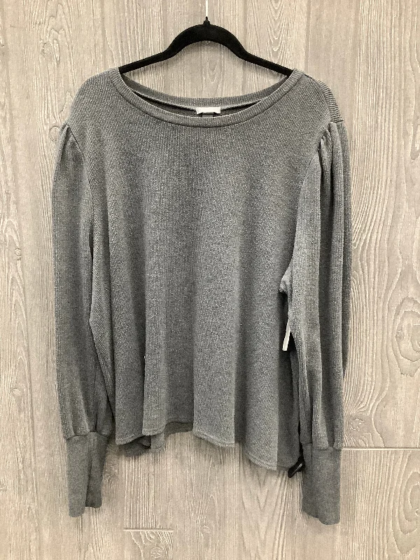 Top Long Sleeve By Falls Creek In Grey, Size: 2x