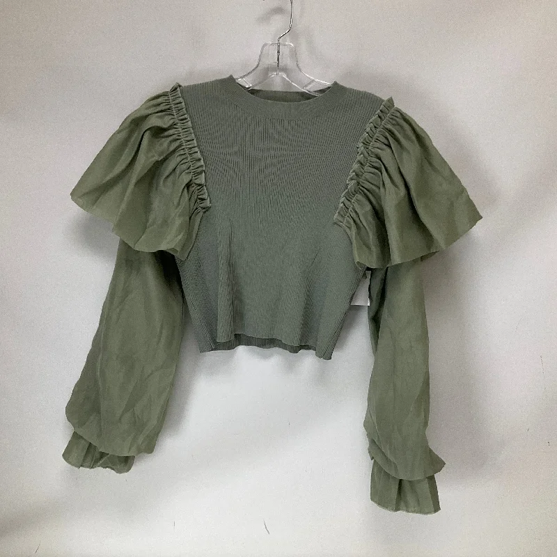 Top Long Sleeve By Zara In Green, Size: L