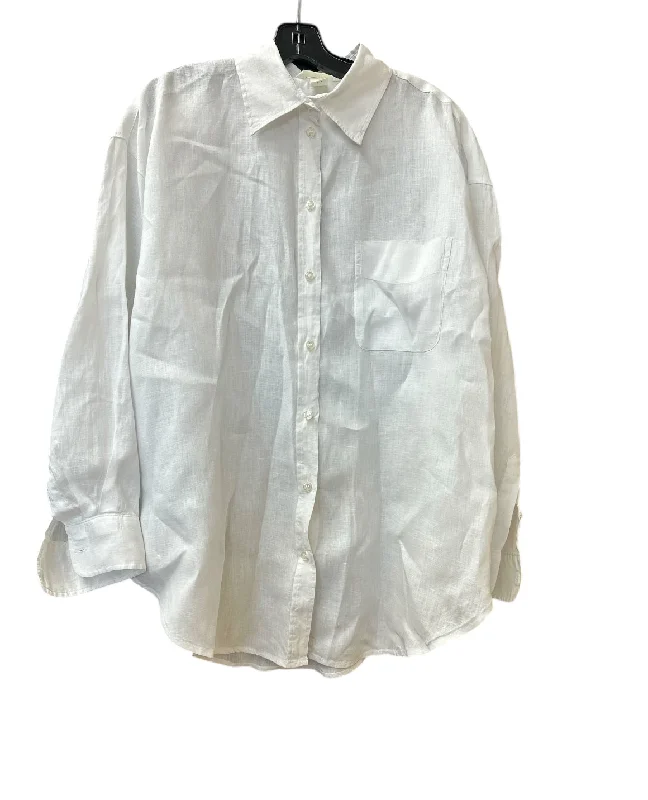 Top Long Sleeve By H&m In White, Size: M