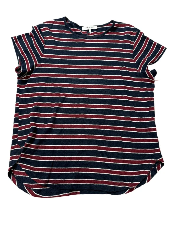 Top Short Sleeve By Frame In Striped Pattern, Size: M