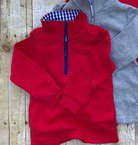 Boys Red Gingham Accent Pullovers