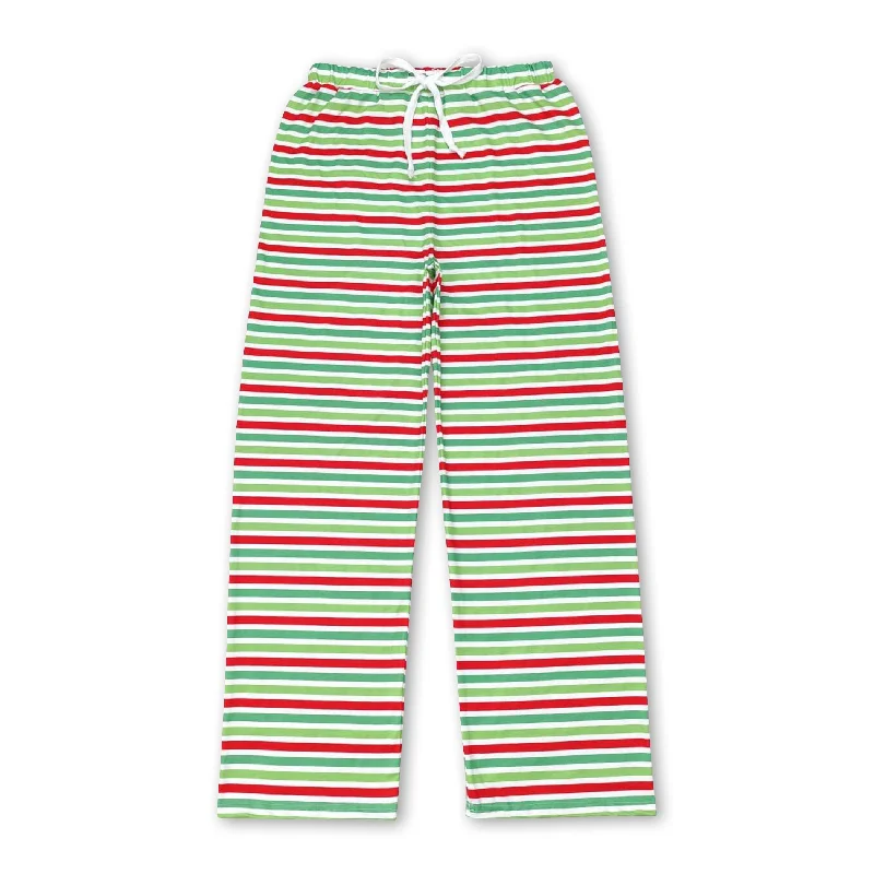 Red green stripe adult women Christmas pants