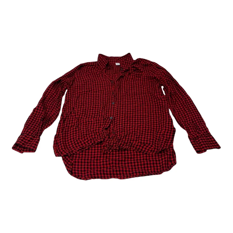 Top Long Sleeve By Old Navy In Black & Red, Size: M