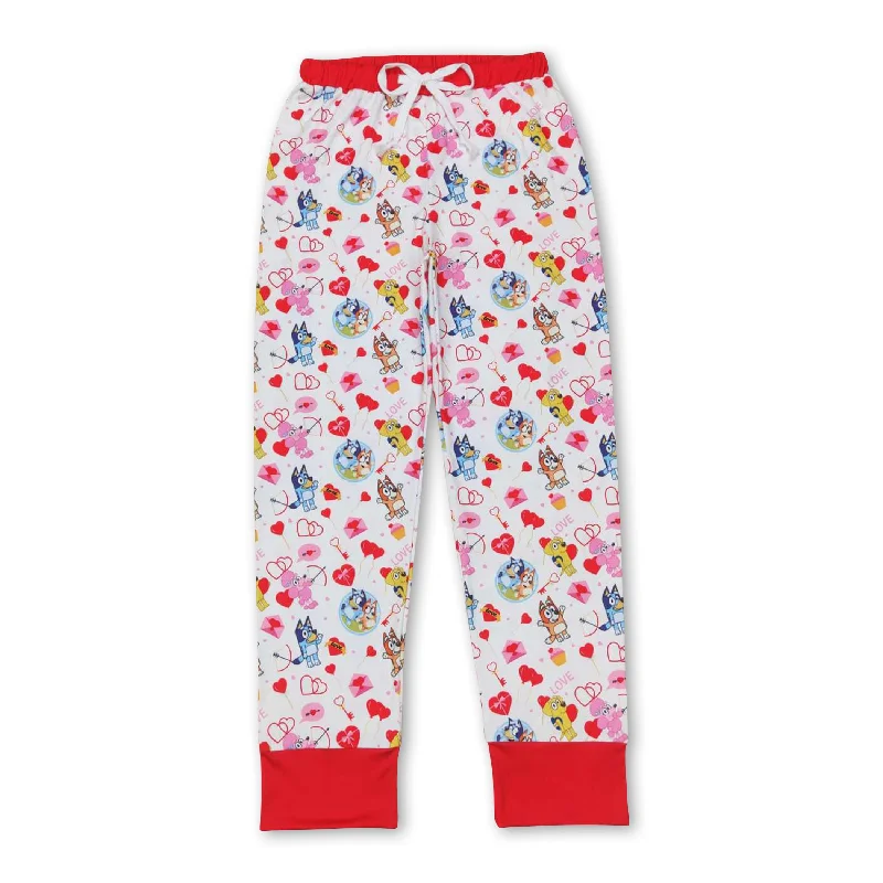 Red heart dog adult women valentine's sleepwear bottom