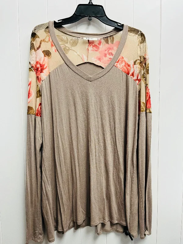 Top Long Sleeve By Blumin In Red & Tan, Size: 3x