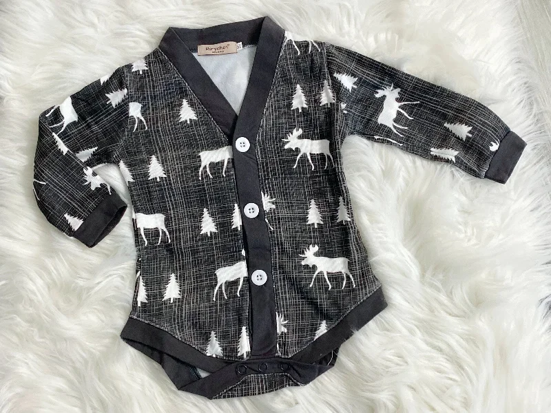 Infant Boys Moose Cardigan Onesie