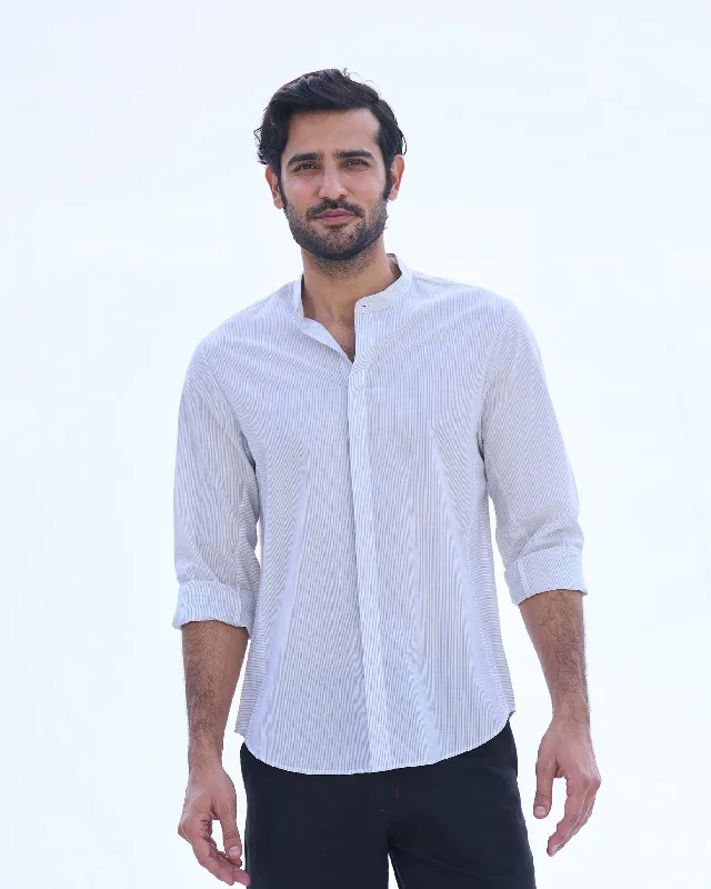 Side Panel Shirt - Ivory & Charcoal