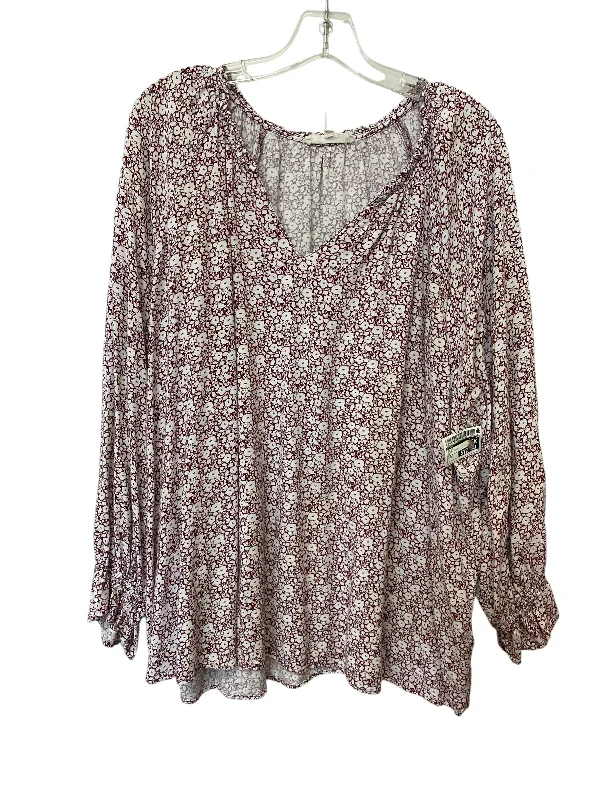 Top Long Sleeve By C And C In Floral Print, Size: 3x