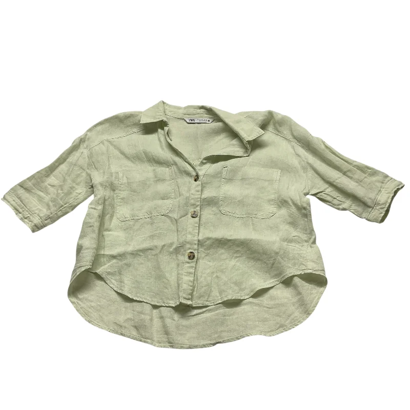 Top Short Sleeve By Zara In Green, Size: S