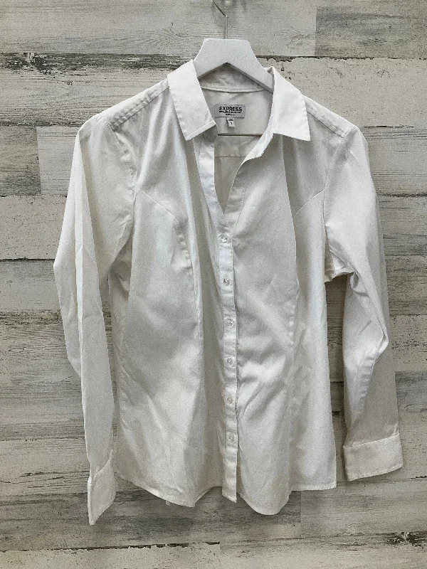 Top Long Sleeve By Express In White, Size: L