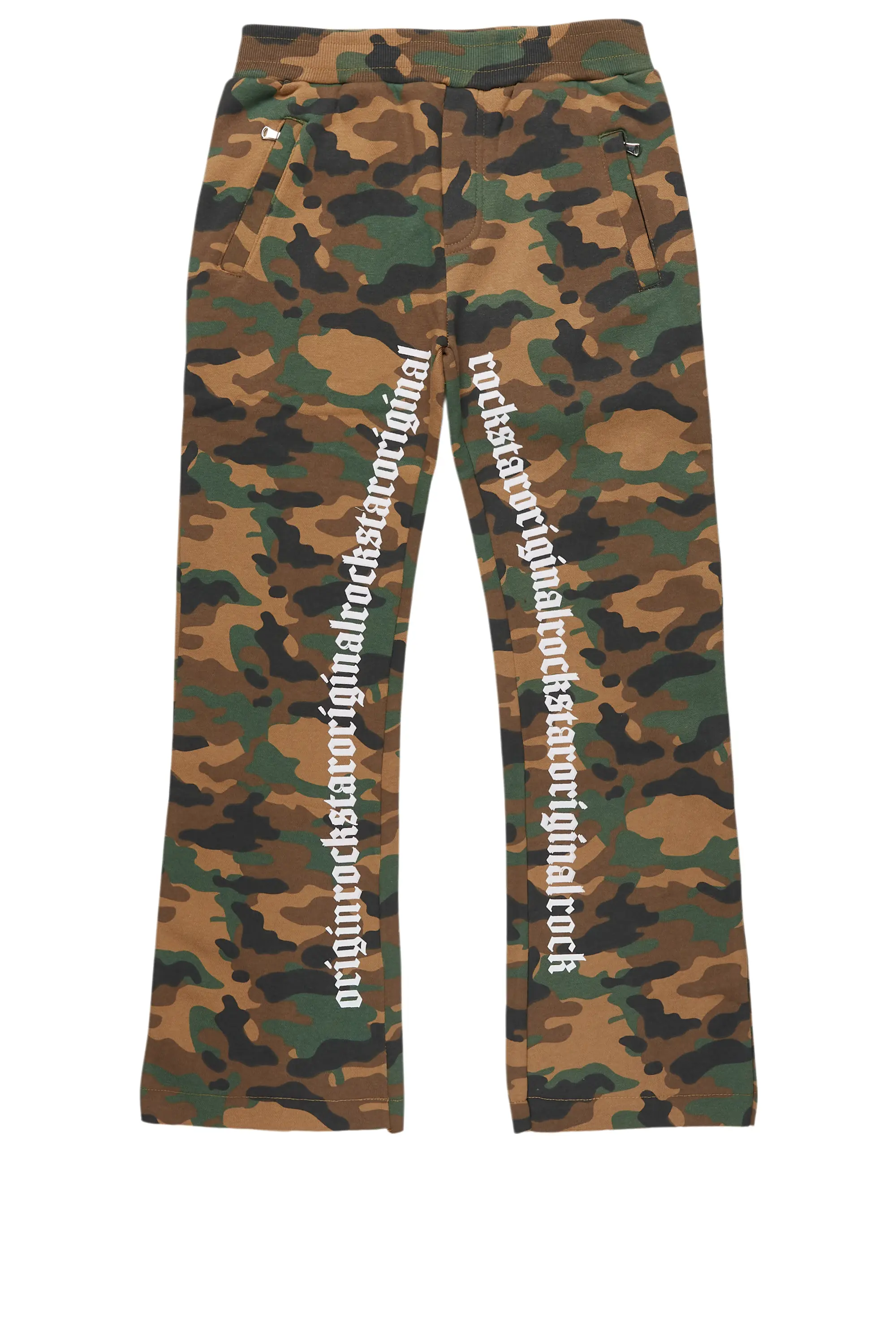 Boys Callie Faded Camo Stacked Flare Pants