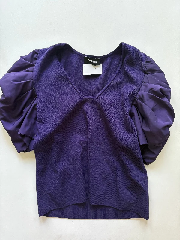 Top Short Sleeve By Express In Purple, Size: Xl