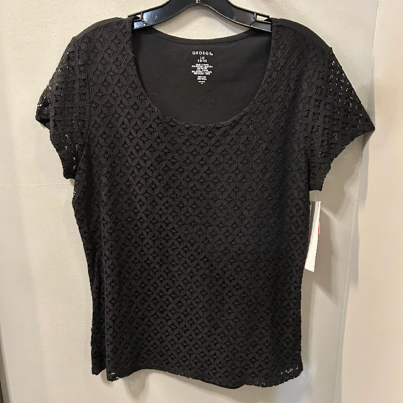 Top Short Sleeve By George In Black, Size: L