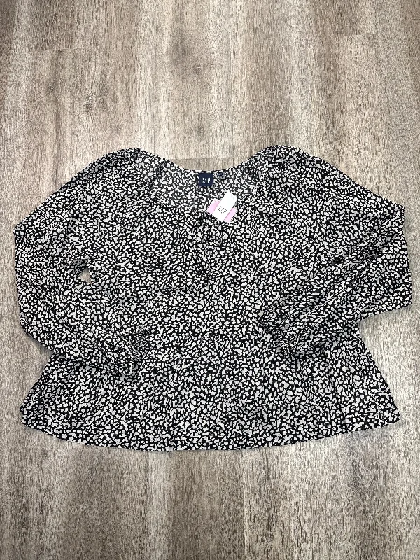 Top Long Sleeve By Gap In Black & White, Size: L