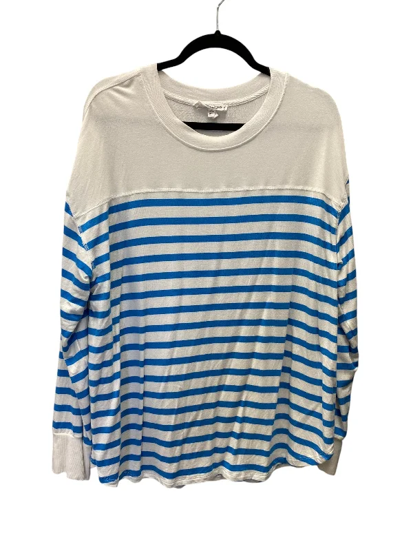 Top Long Sleeve By Workshop In Striped Pattern, Size: 1x