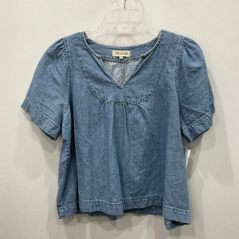 Top Short Sleeve By Madewell In Blue, Size: L