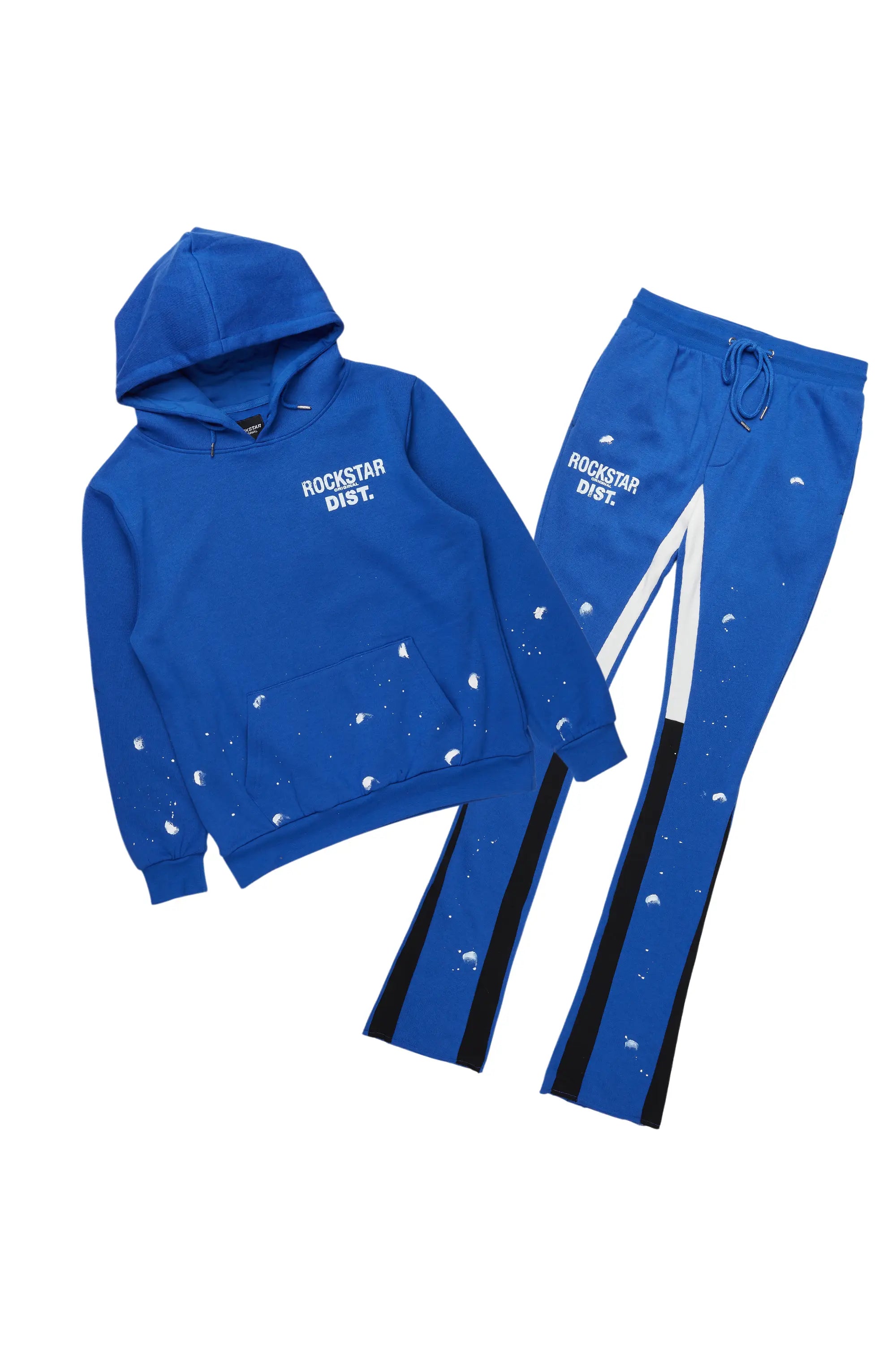 Raffer Royal Blue Hoodie/Stacked Flare Pant Set