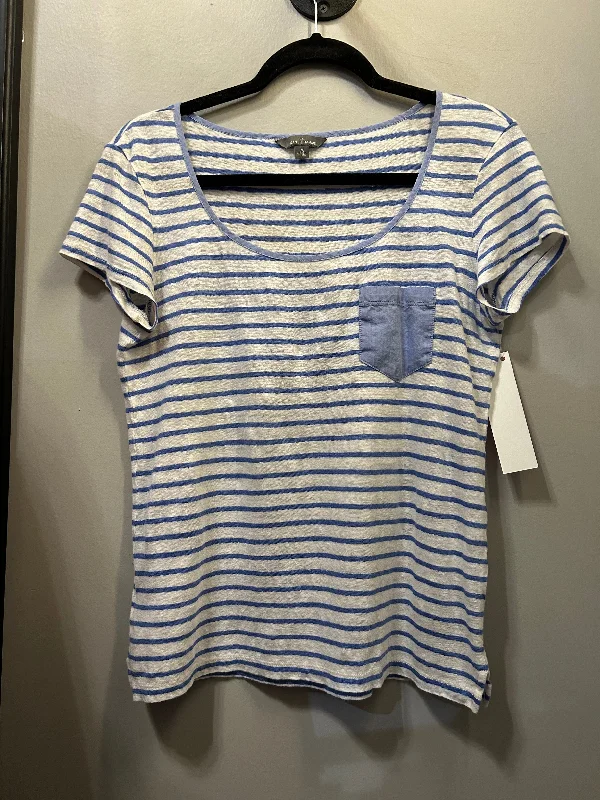 Top Short Sleeve By L.l. Bean In Blue & White, Size: M