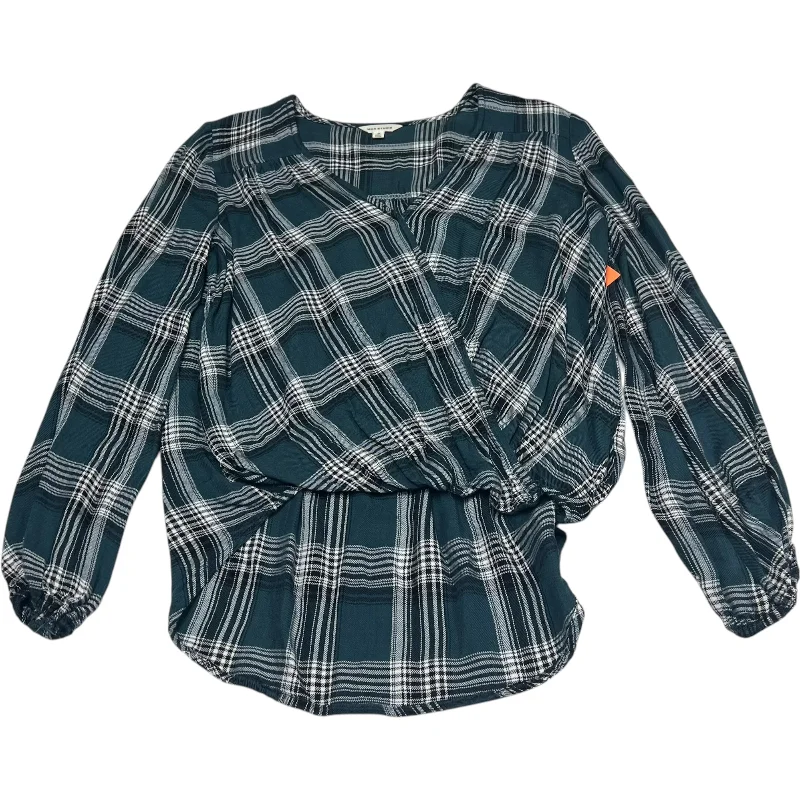 Top Long Sleeve By Max Studio In Plaid Pattern, Size: M