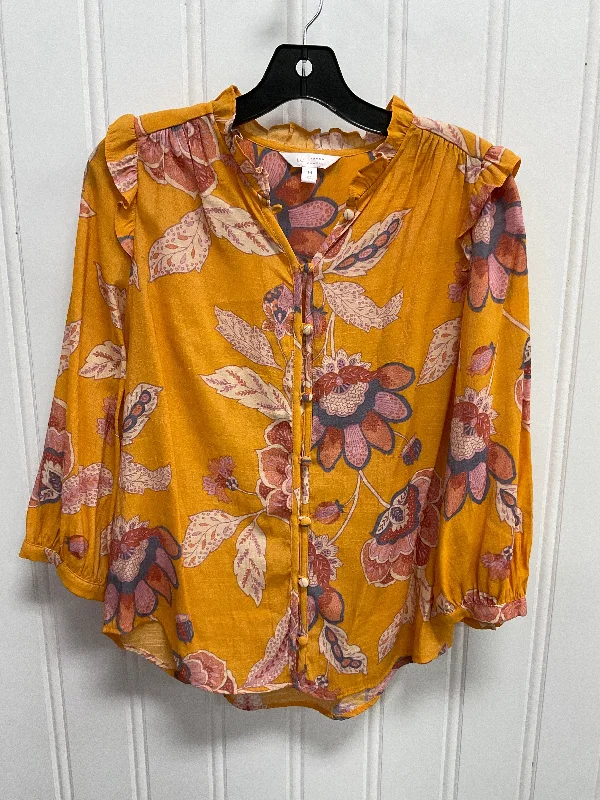 Top 3/4 Sleeve By Lc Lauren Conrad In Orange, Size:M