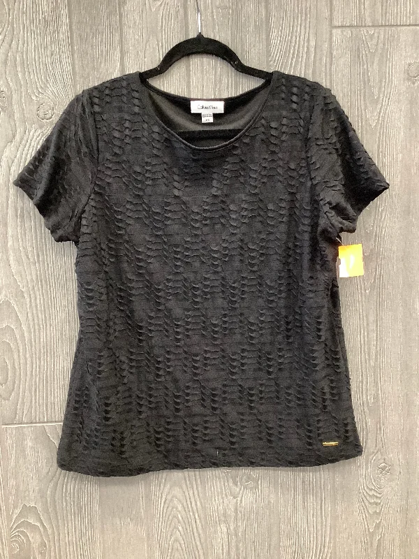 Top Short Sleeve By Calvin Klein In Black, Size: L