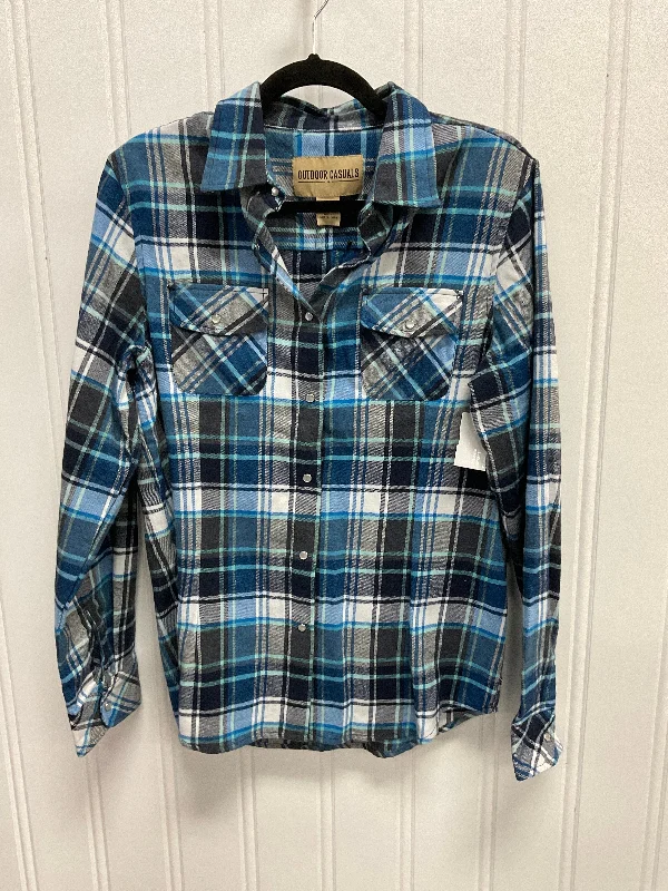 Top Ls By Clothes Mentor In Plaid Pattern, Size:L