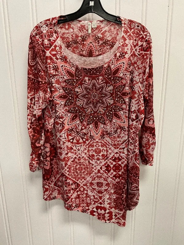 Top 3/4 Sleeve By Cato In Red, Size:Xl