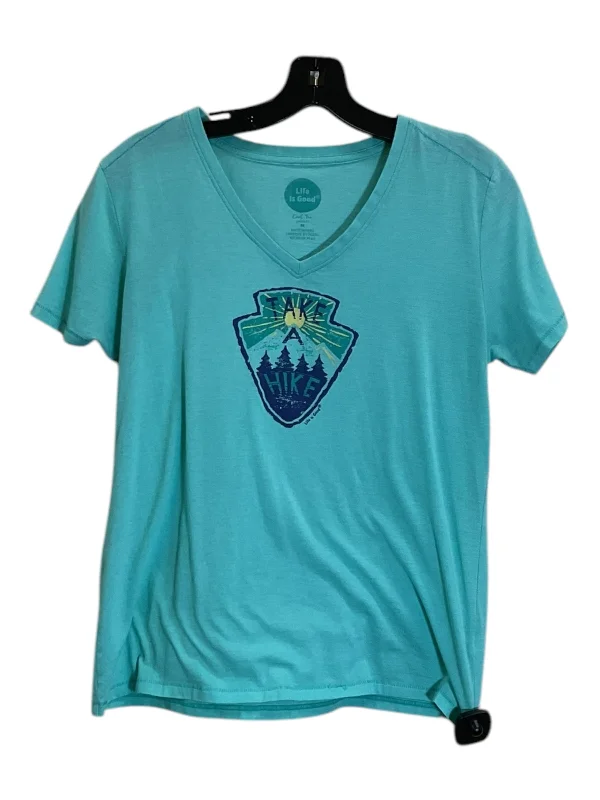 Top Short Sleeve By Life Is Good In Teal, Size: M