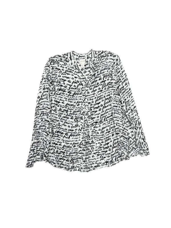 Top Long Sleeve By Chicos In Black & White, Size: L