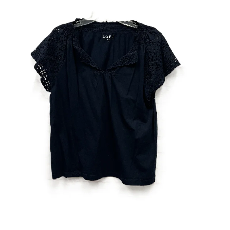 Top Short Sleeve Basic By Loft In Navy, Size: L