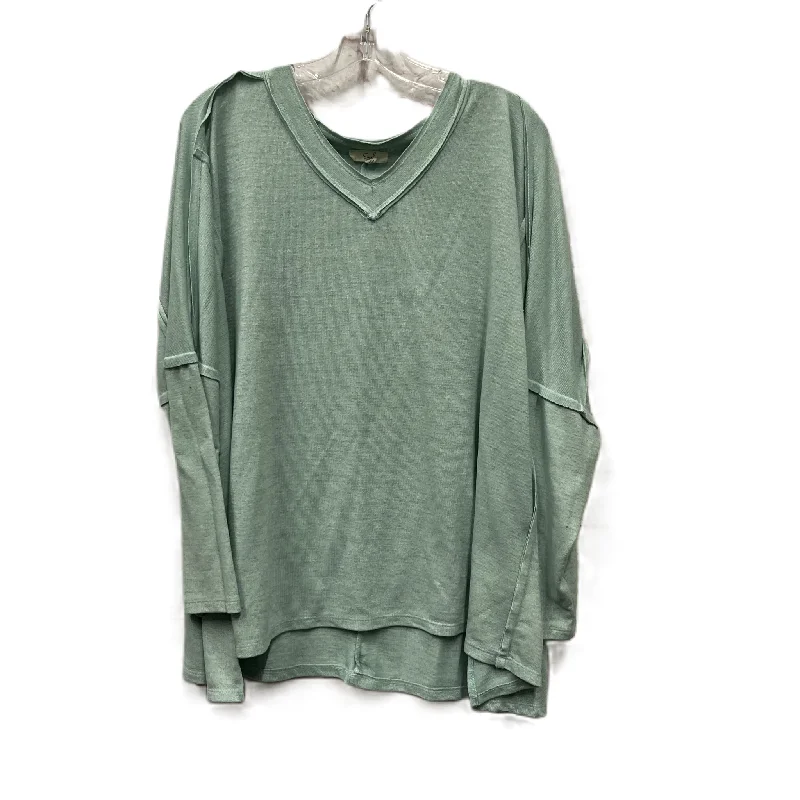 Top Long Sleeve By Easel In Green, Size: L