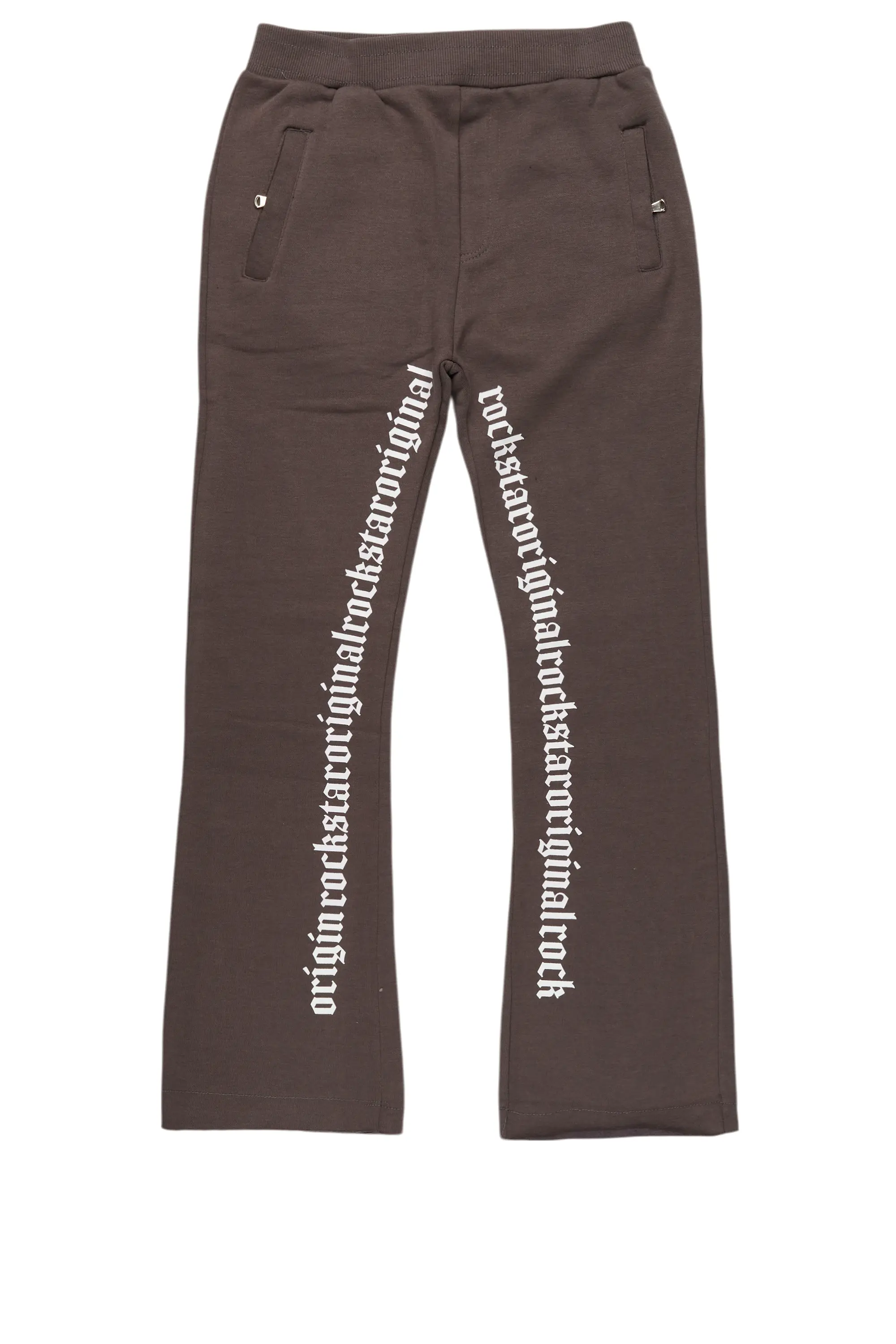 Boys Callie Vintage Grey Stacked Flare Pants