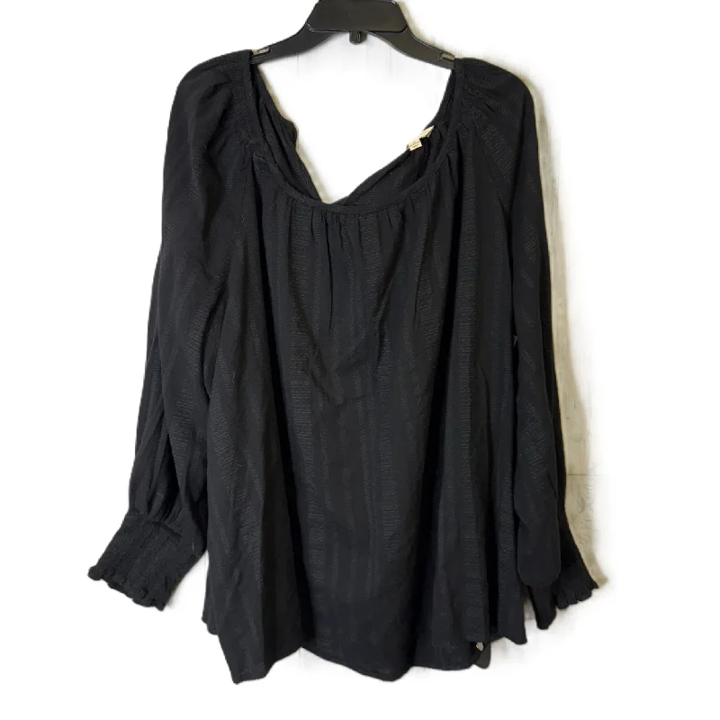 Top Long Sleeve By Terra & Sky In Black, Size: 4x