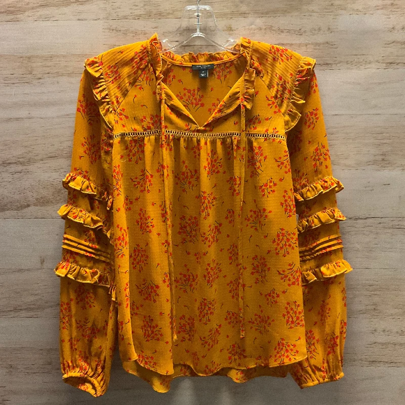 Top Long Sleeve By Ann Taylor In Yellow, Size: S