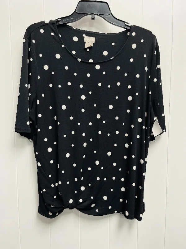 Top Short Sleeve By Chicos In Black & White, Size: L