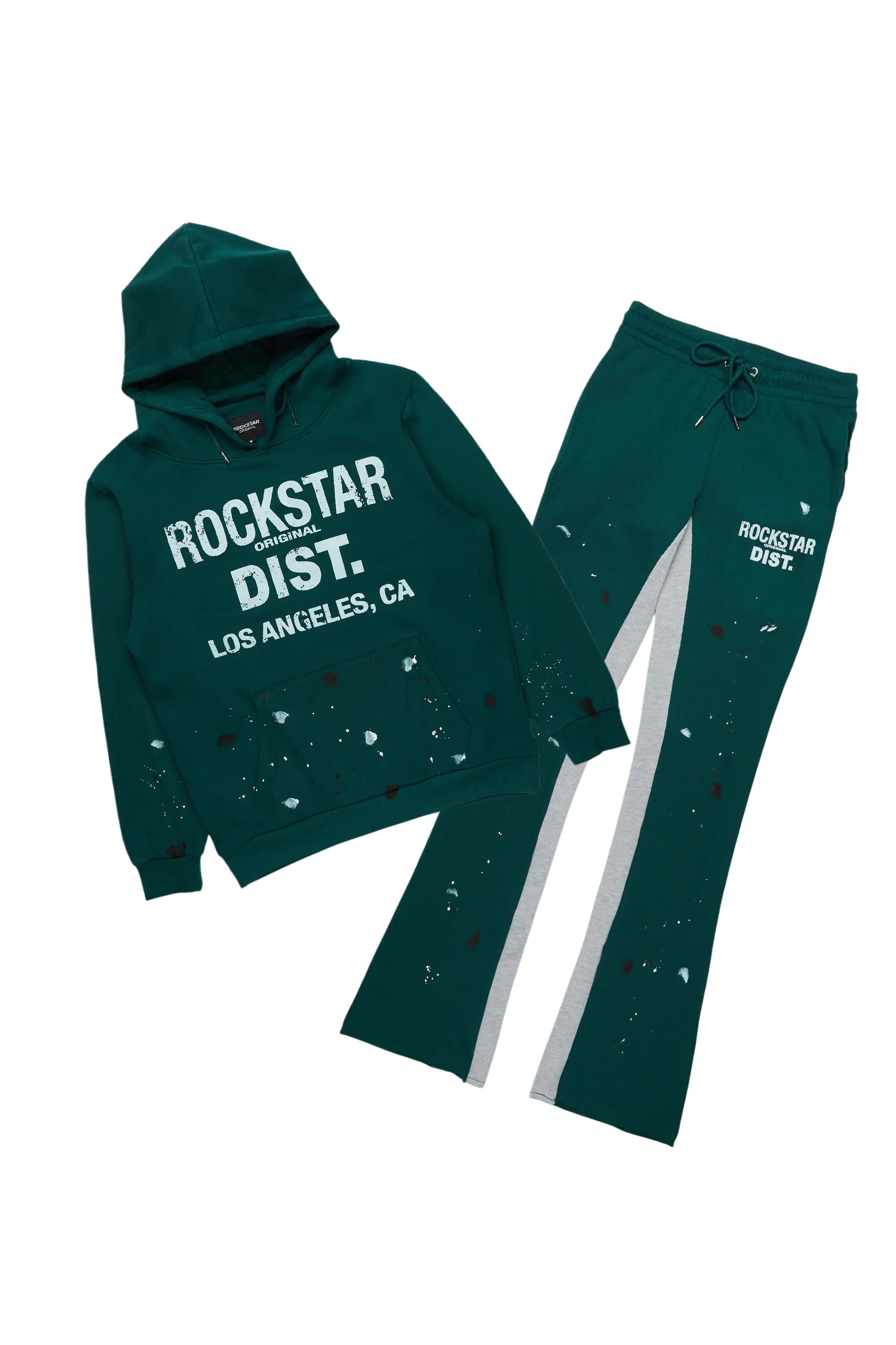 Scottie Green/White Hoodie/Baggy Track Pant Set