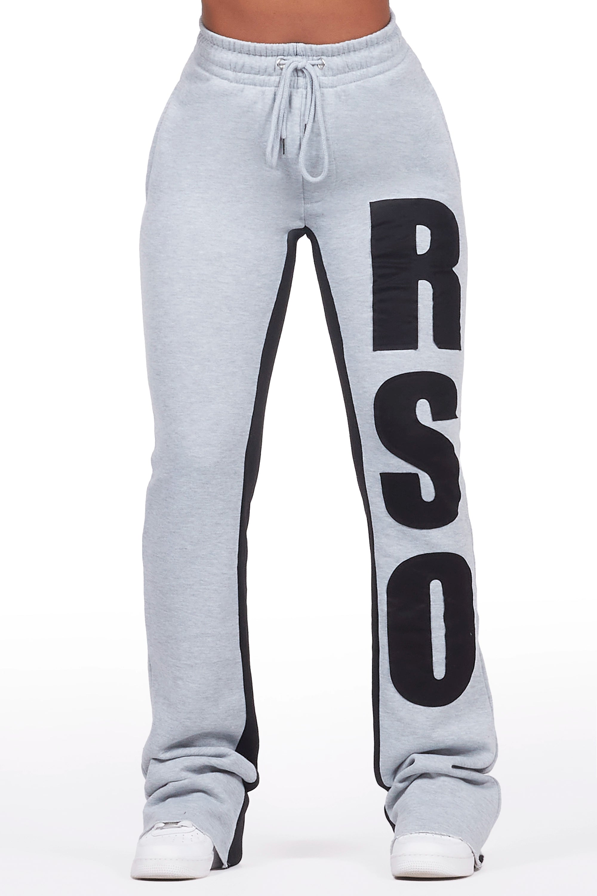 Juatica Heather Grey Baggy Stacked Track Pant