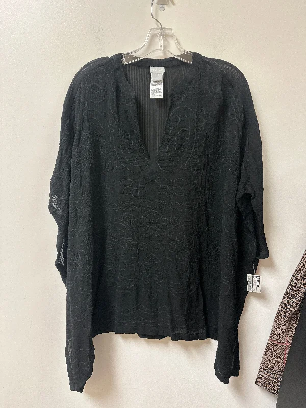 Top Short Sleeve By Chicos In Black, Size: L