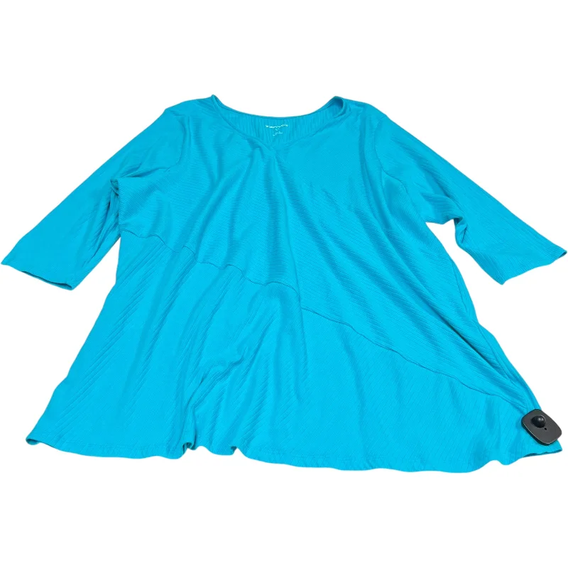 Tunic 3/4 Sleeve By Woman Within In Blue, Size: 2x