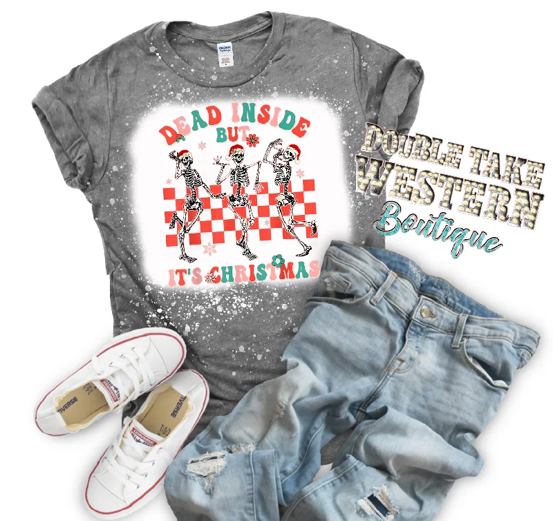 Dead Inside but it's Christmas Bleached Graphic T-Shirt