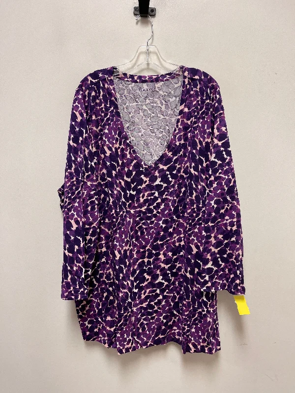 Top Long Sleeve By Roamans In Purple, Size: 3x