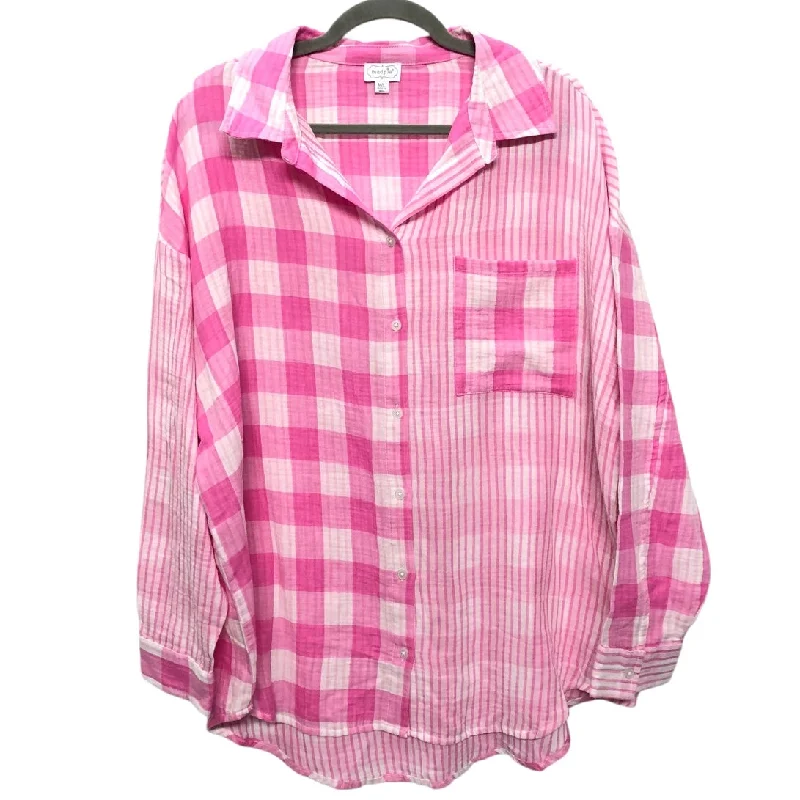 Top Ls By Mudpie In Pink & White, Size:L