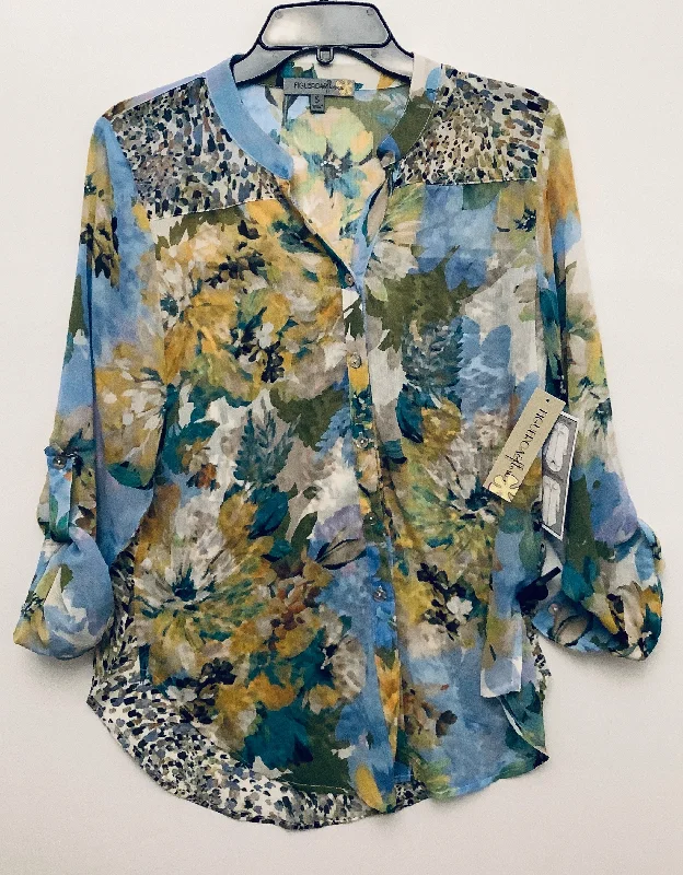 Top 3/4 Sleeve By Figuero & Flower In Floral Print, Size: S