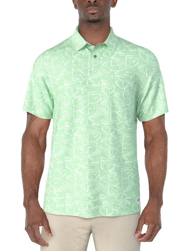 Men's Short Sleeve Brush Strokes Geo Printed Polo