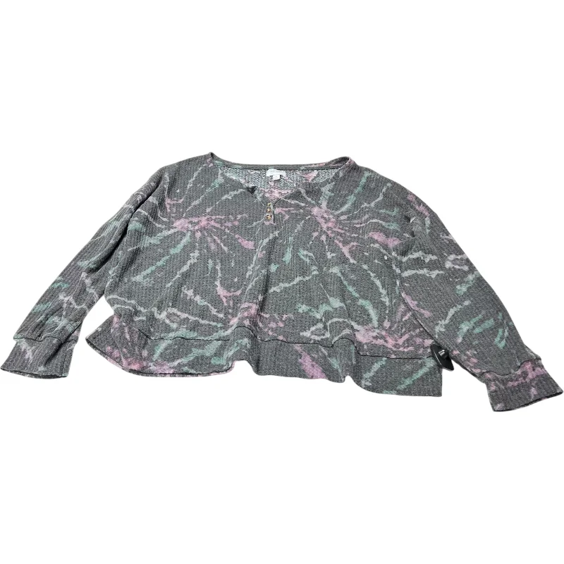 Top Long Sleeve By True Craft In Grey & Purple, Size: 2x